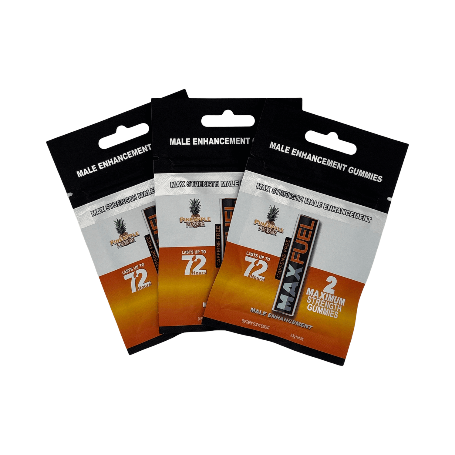 MaxFuel Pineapple Male Enhancement Gummies 3 Pack for improved stamina and performance lasting up to 7 days.