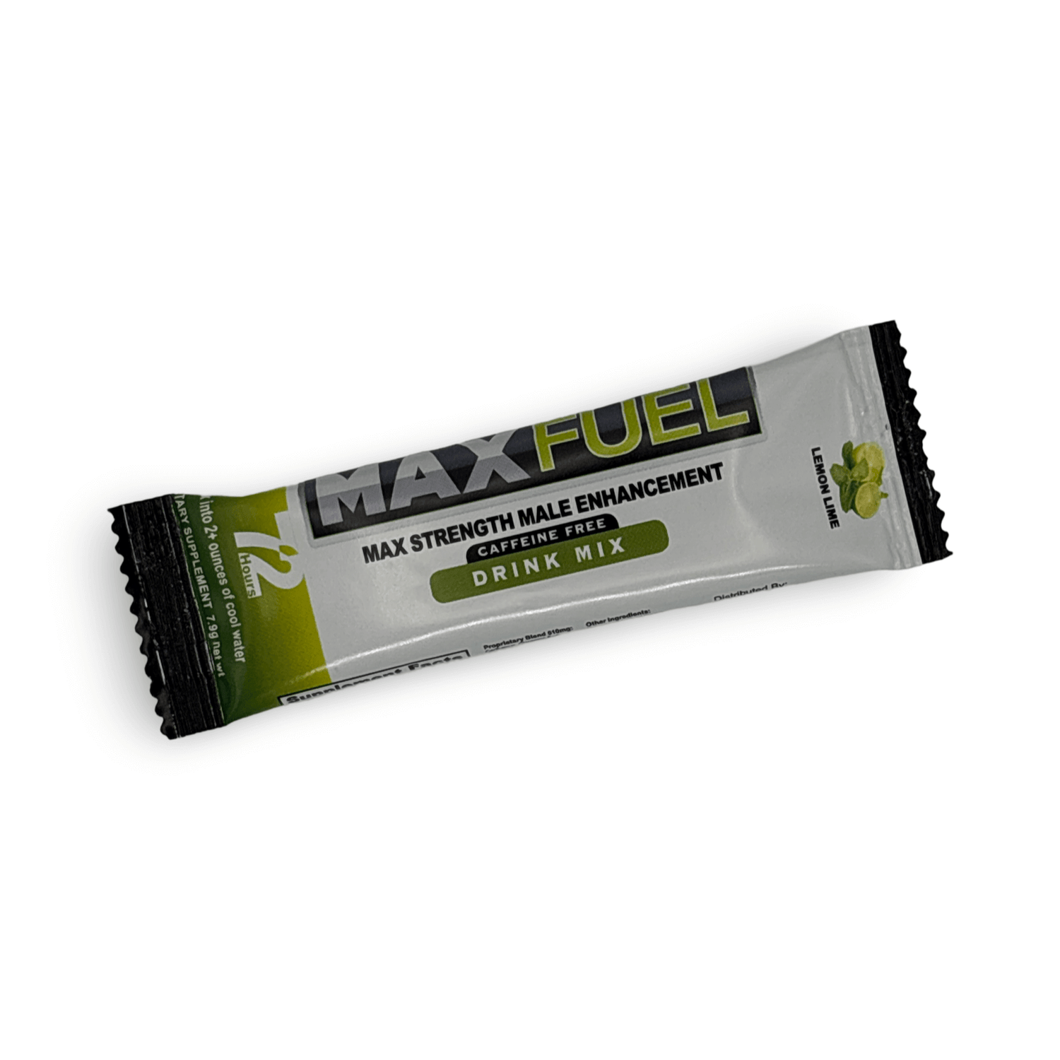 MaxFuel Lemon Lime drink mix stick for male enhancement, caffeine-free, portable, and convenient for on-the-go use.