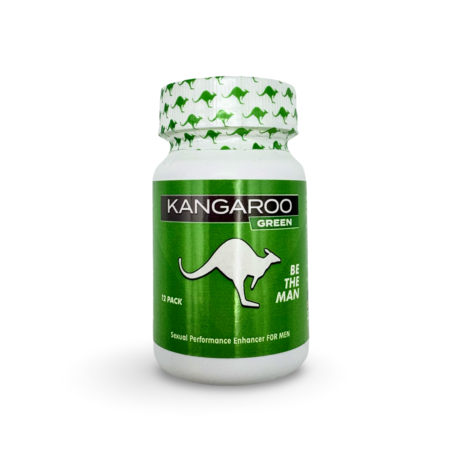 Kangaroo Green Male Vitality 12 Count Bottle dietary supplement for men's energy and stamina support.