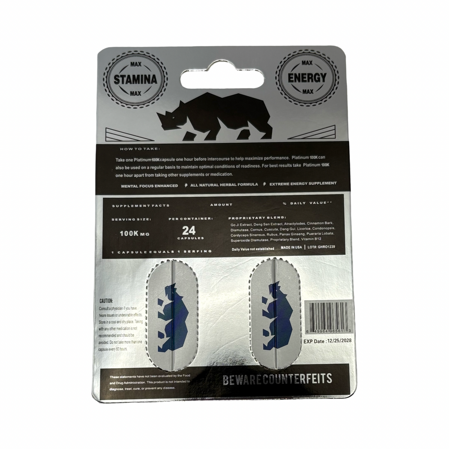 Rhino Gold 150K Twin Special Edition – Herbal Male Vitality Supplement | 3 x Twin Pack