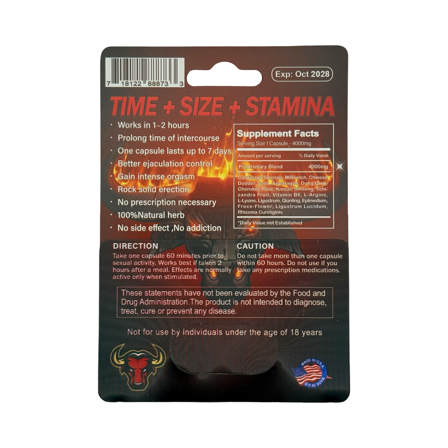 Raging Bull 15000 – Herbal Male Vitality Supplement | 1-Capsule Pack