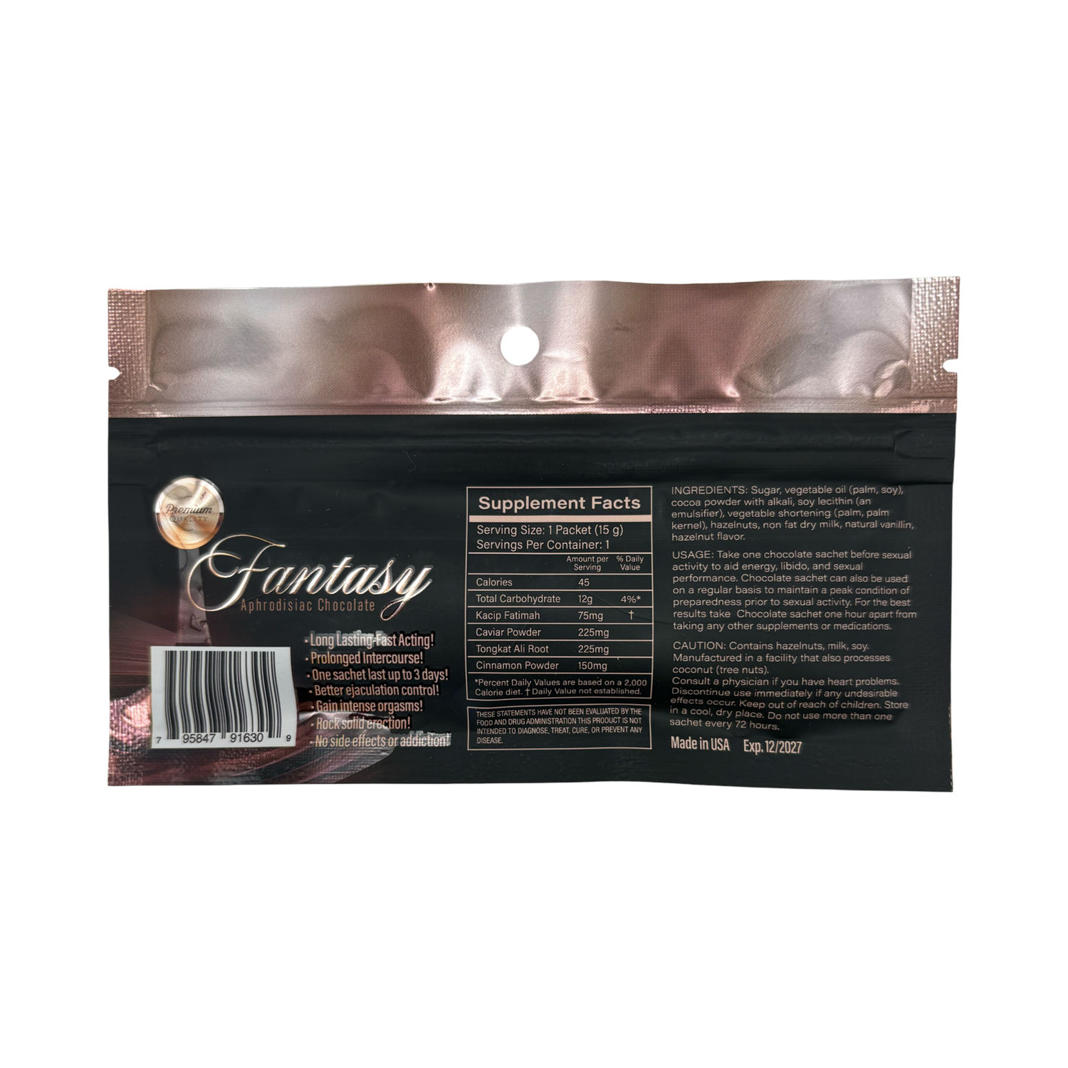Fantasy Chocolate for Him – Herbal Chocolate Supplement | 1 Sachet
