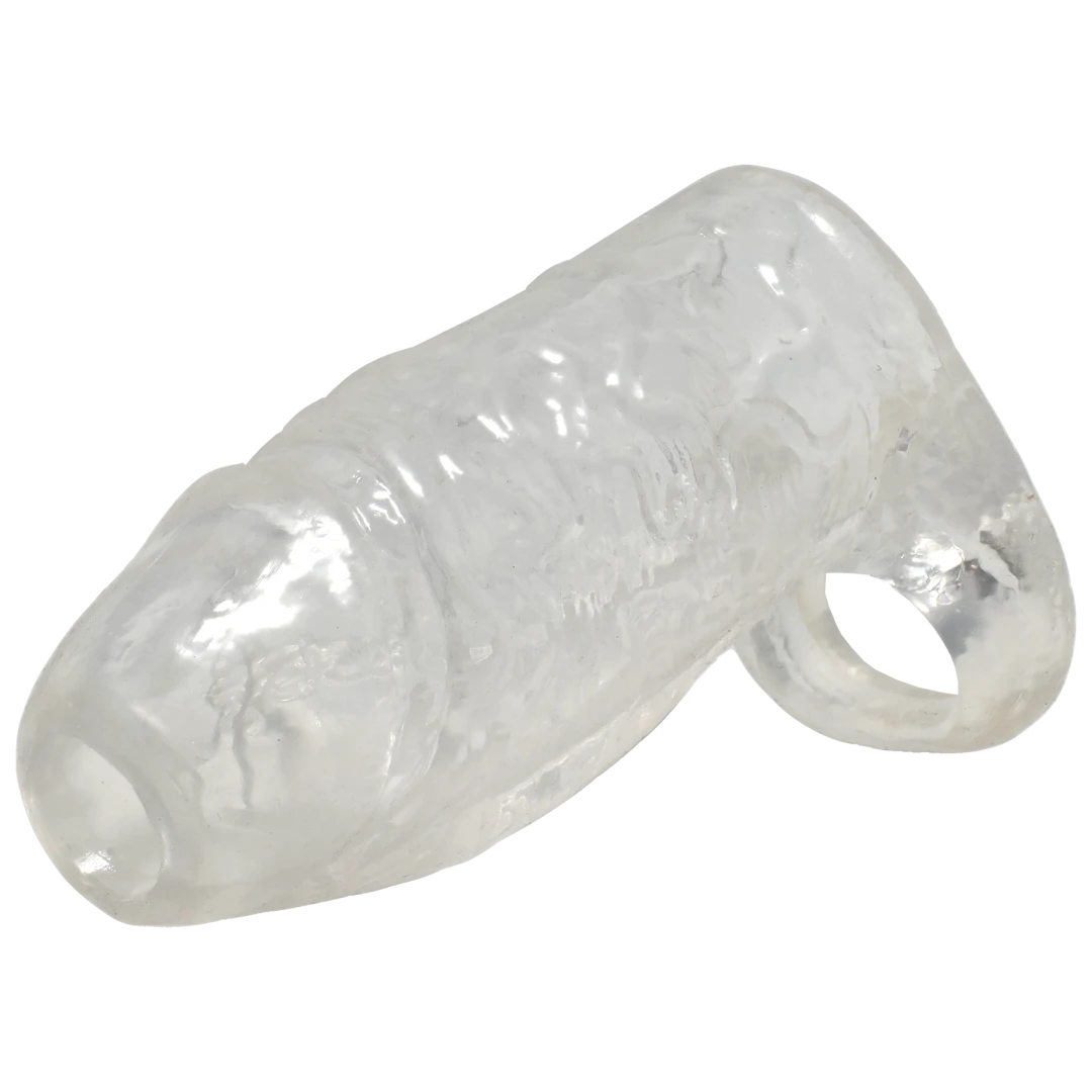 Titanmen Cock Sleeve With Ball Strap 4.5 Inch Clear providing enhanced length and secure fit.