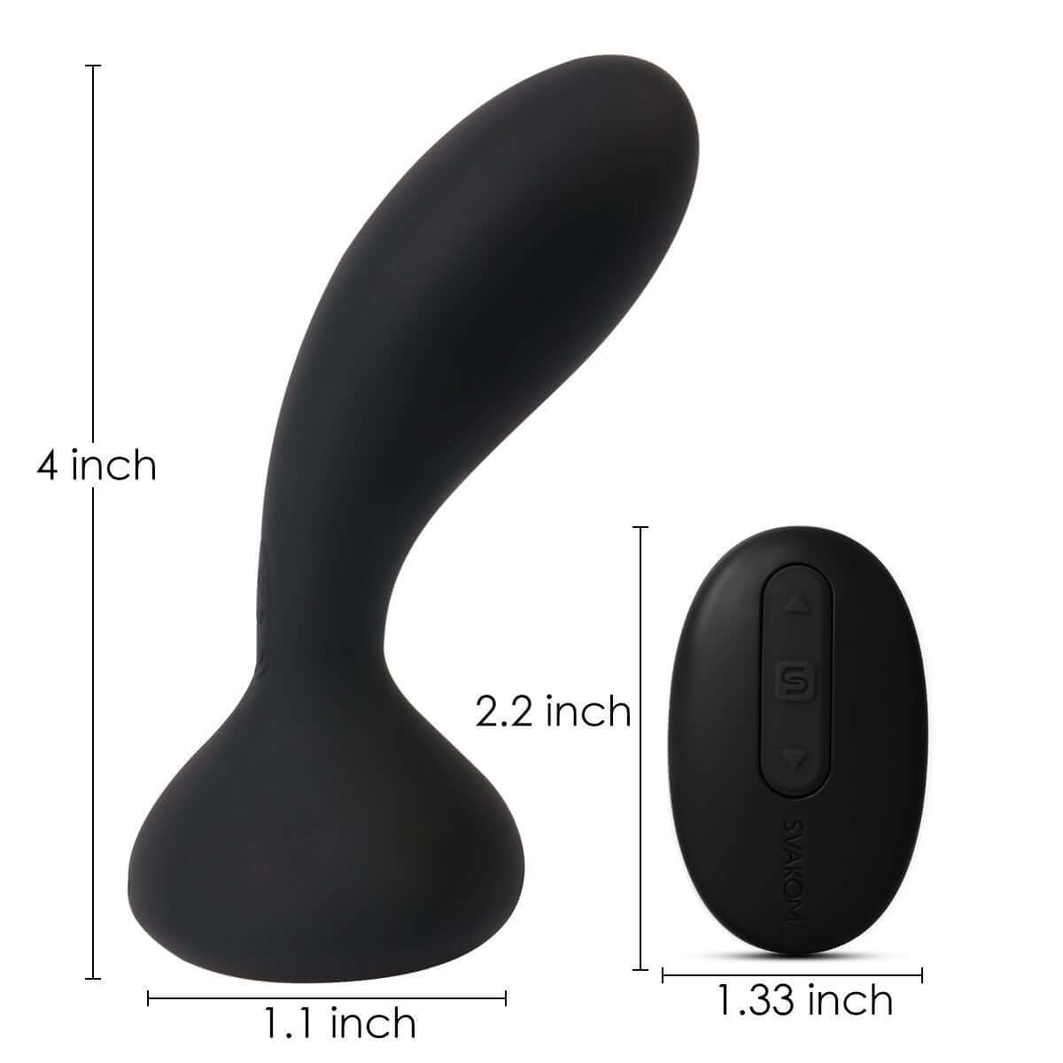 Svakom Julie Powerful Anal Plug with Remote Control in Black - Dimensions Displayed
