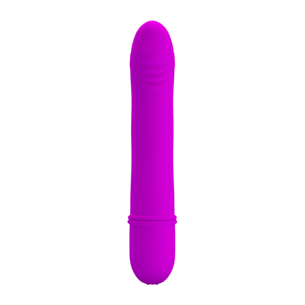 Pretty Love Beck Silicone G-Spot Vibrator Purple displayed upright with a sleek design for targeted stimulation.