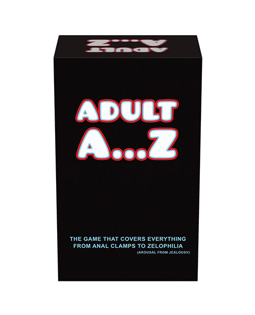 Kheper Games Adult A-Z Party Card Game box featuring the title and subtitle for adult-themed card game.