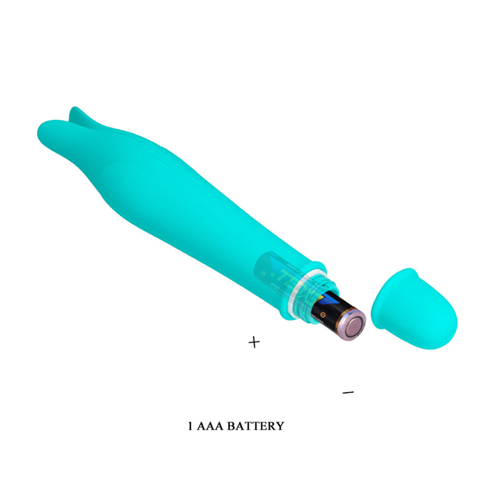 Pretty Love Edward G-Spot Vibrator Blue with battery compartment open for easy access.