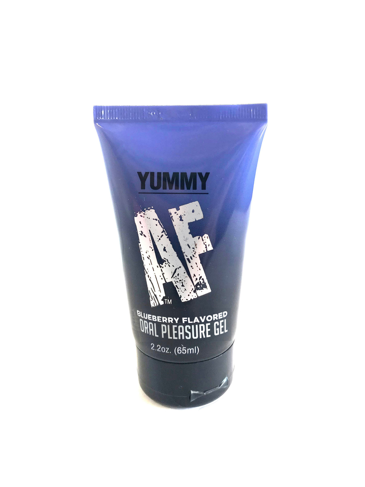Yummy AF Oral Pleasure Gel Blueberry 2.2 Oz tube, blueberry flavored oral gel for intimate moments.