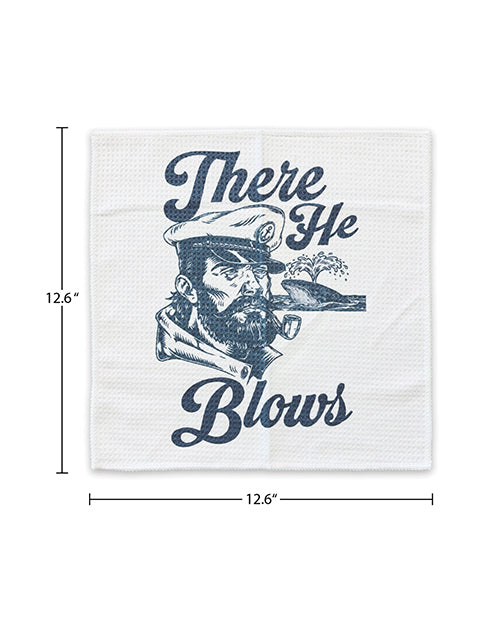 Cleanie Genie Seamen Cum Rags 3 Piece Set with humorous sailor design featuring the phrase 'There He Blows'.