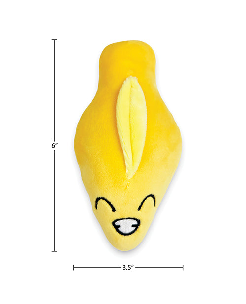 Little Genie Bag of Cunts Pillow Set Multi Color - yellow plush pillow smiling, 6 inch height, 3.5 inch width.