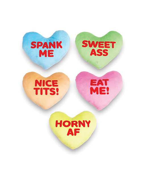 Little Genie X-Rated Valentines Pillow Multi Colors featuring cheeky conversation heart designs.