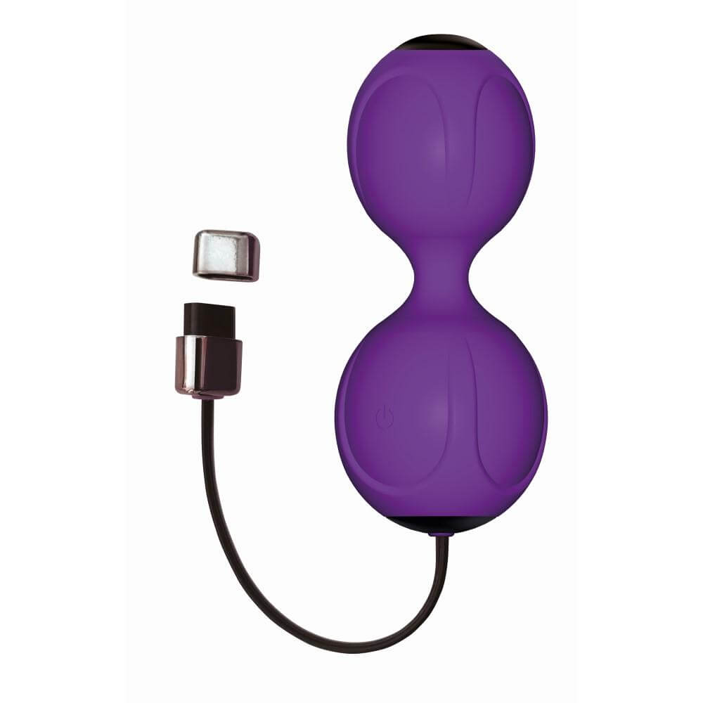 Purple LavaJoy Vibrating Remote Controlled Duo Kegel Balls with remote for enhanced Kegel exercise and stimulation.