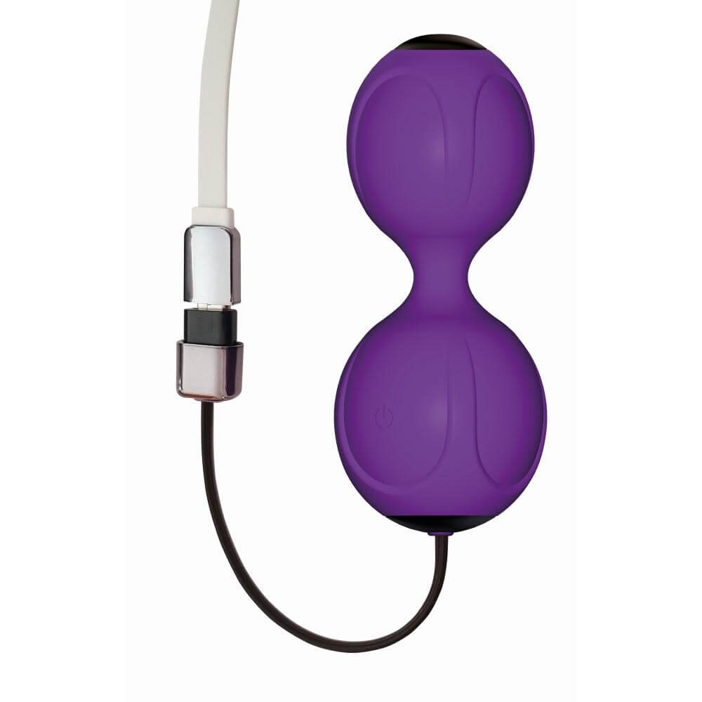 LavaJoy Vibrating Remote Controlled Duo Kegel Balls - purple weighted Ben Wa balls for enhanced Kegel exercises and stimulation.