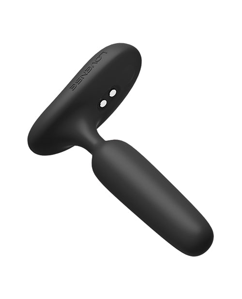 Lovense Glint Touch Responsive Vibrating Butt Plug Black highlighting its sleek design and premium materials.
