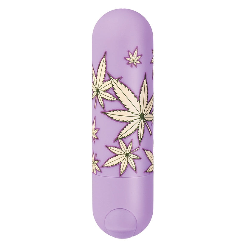 Maia Jessi 420 Bullet Vibrator Violet with playful hemp leaf design, compact and stylish for any collection.
