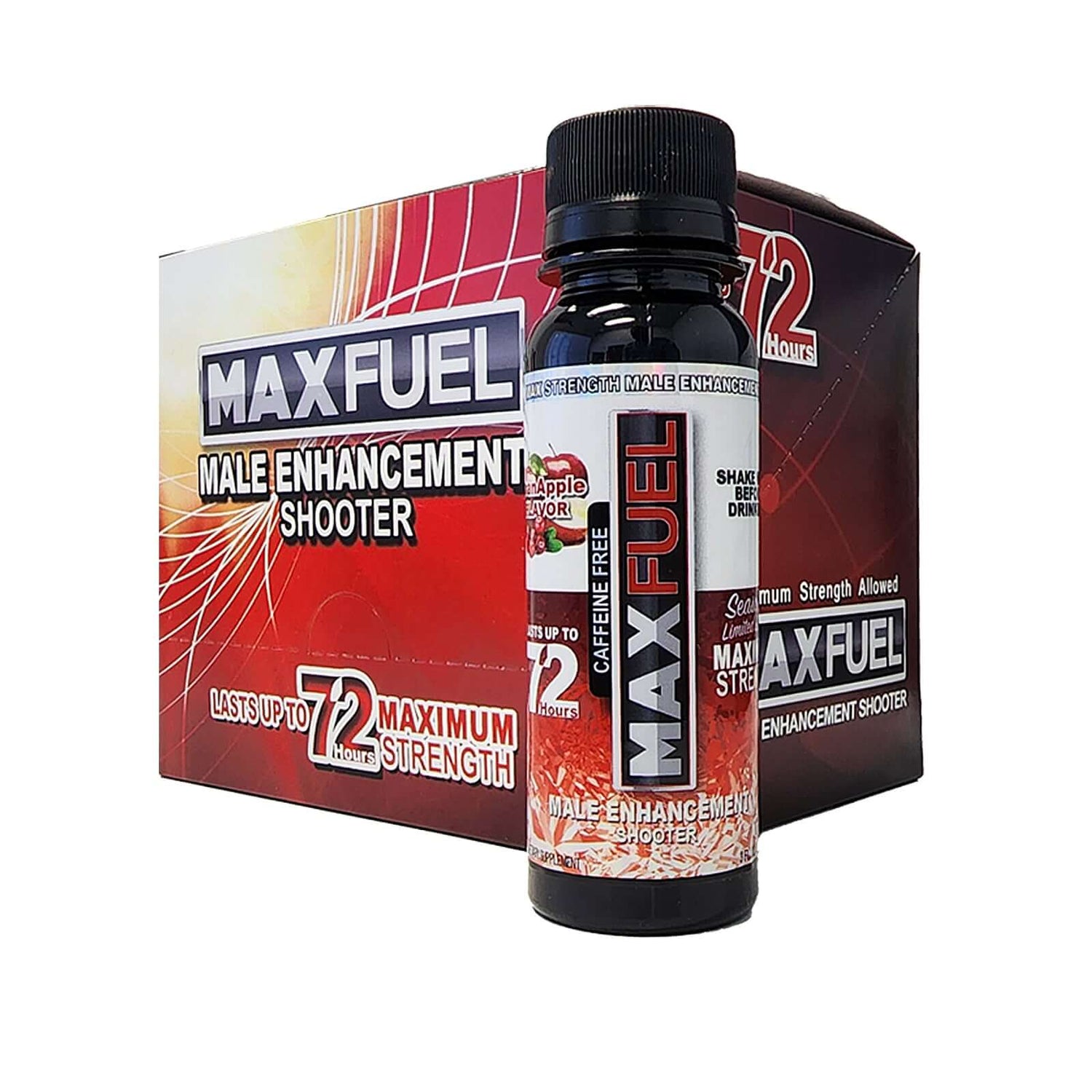 MaxFuel Cran Apple Vitality Shooter 12 Pack 3 oz Bottles, male enhancement liquid supplement with cran-apple flavor.