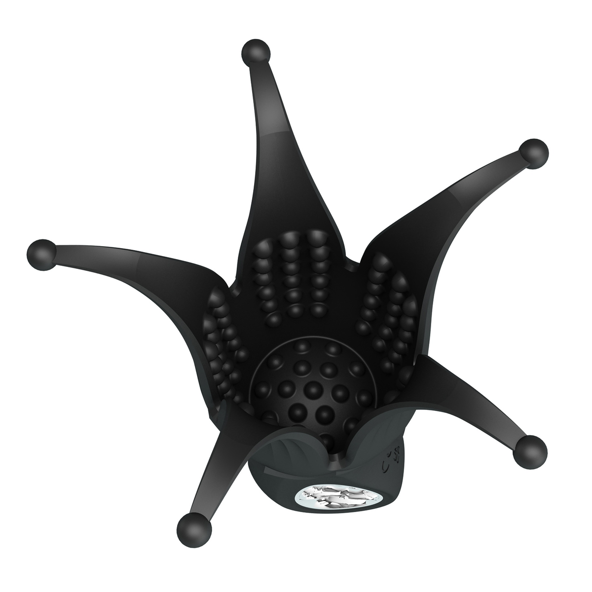 Pretty Love Arella Multi Petal Stimulator Black, octopus-inspired design with flexible petals for enhanced pleasure.