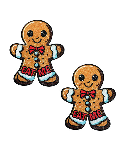 Neva Nude Gingerbread Man Eat Me Glitter Pasties Brown in playful gingerbread design with glitter finish.