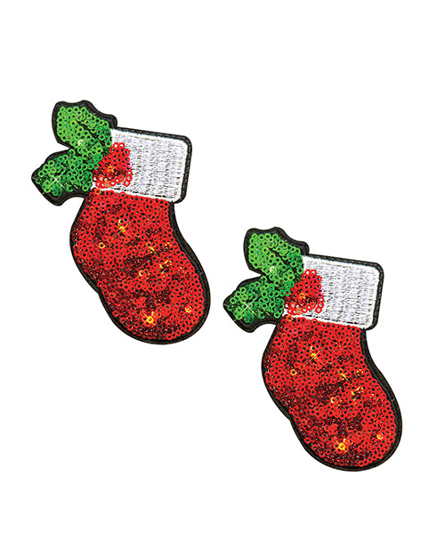 Neva Nude Christmas Stockings Sequin Pasties Multicolor in a festive stocking design with vibrant sequins.