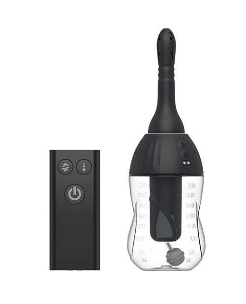 Nexus Thrusting Automatic Douche next to its remote control for easy operation and customizable cleansing experiences.