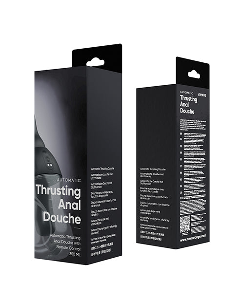Nexus Thrusting Automatic Douche packaging showcasing features for anal hygiene with remote control.