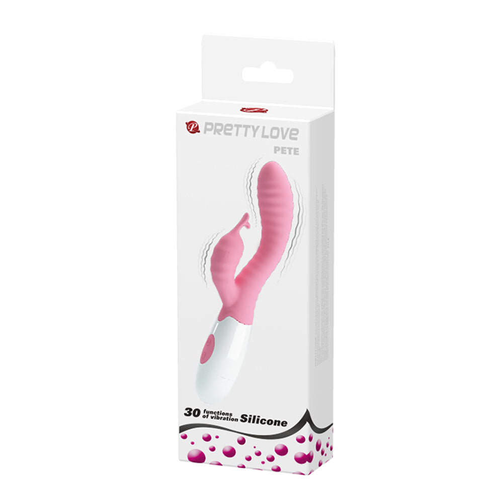 Pretty Love Hyman G-Spot Vibrator Pink packaging featuring 30 vibration functions for internal stimulation.