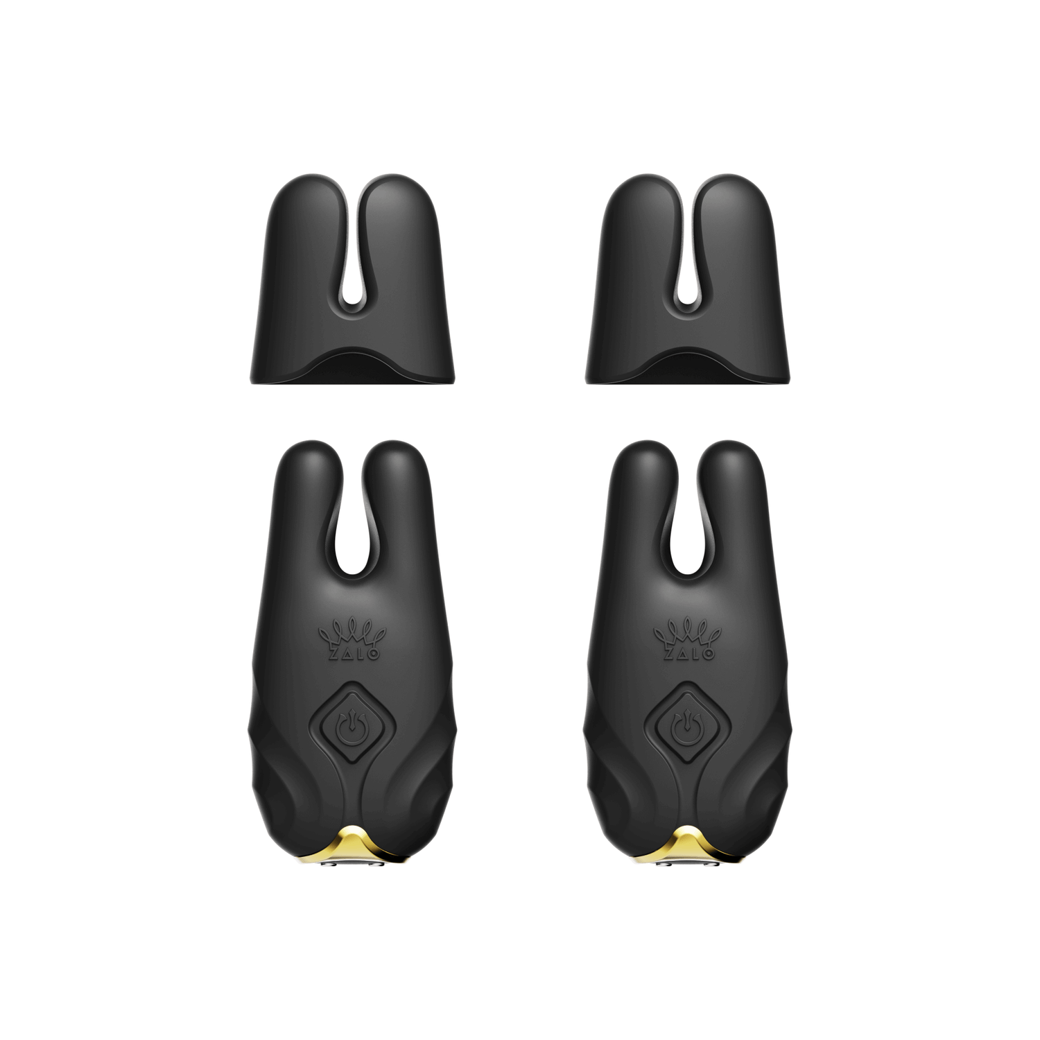 ZALO Nave Vibrating Nipple Clamps Obsidian Black with EasyClamp technology and dual motors for powerful nipple vibration.