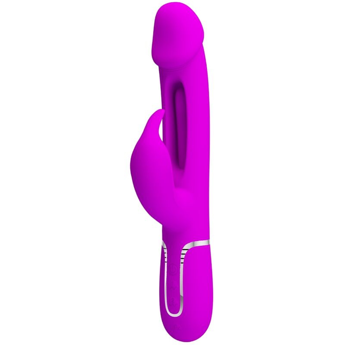 Pretty Love Kampas Flicking Rabbit Vibrator Fuchsia side view with dual motors and a unique design for stimulation.