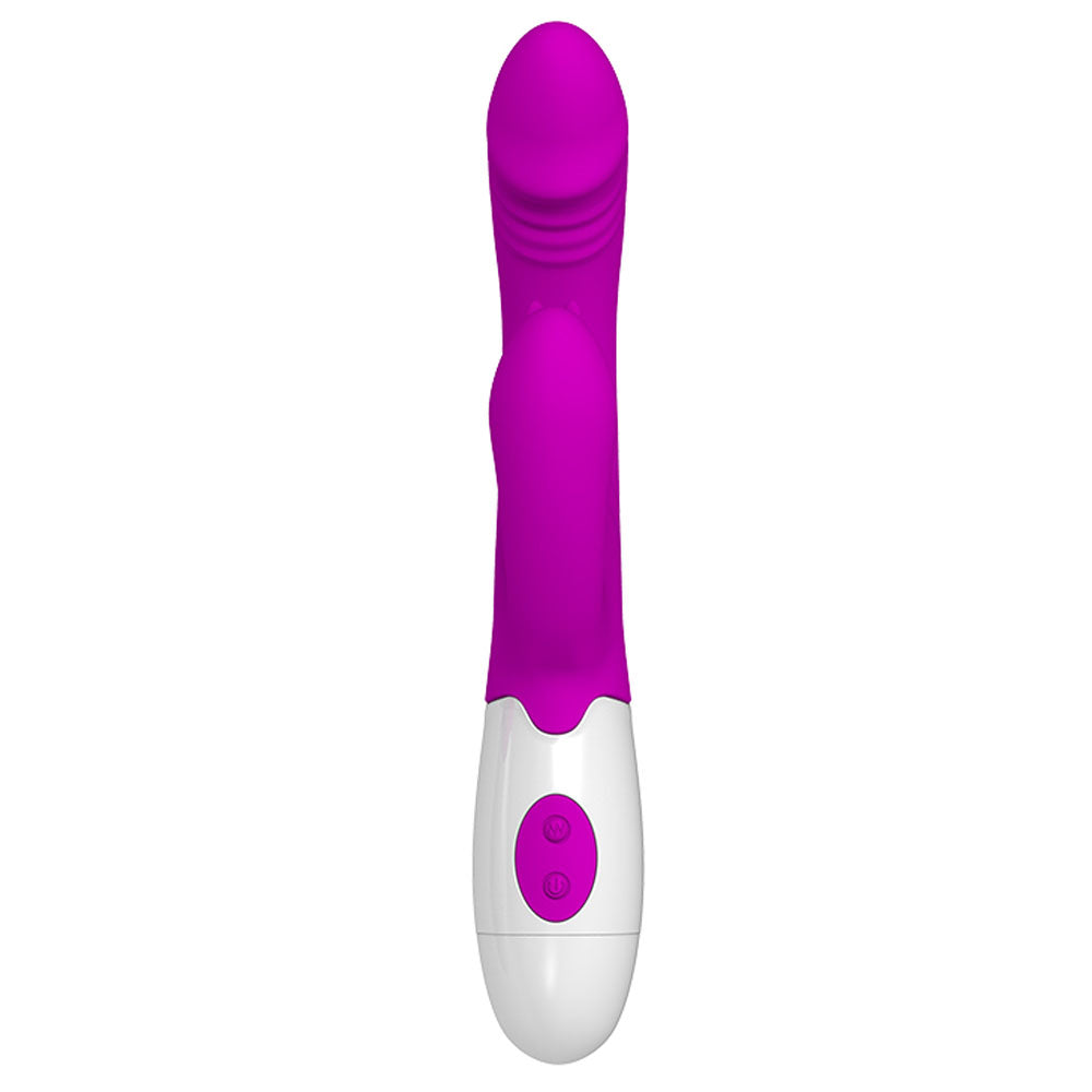 Pretty Love Andre 7 Function Rabbit Vibrator Purple with petal tip for dual stimulation and G-spot pleasure.