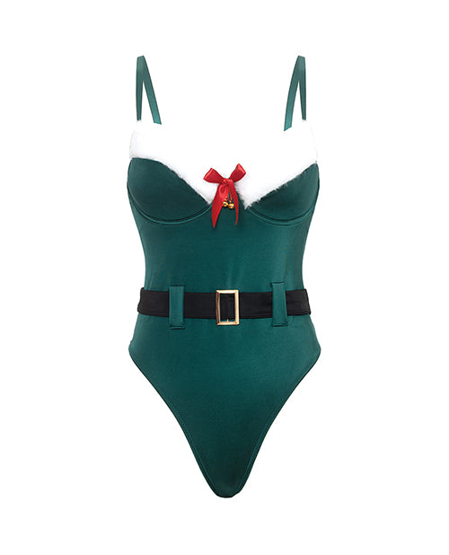 Oh La La Cheri Holiday Elfina Padded Cup Teddy Green 1X/2X featuring padded cups and festive design.