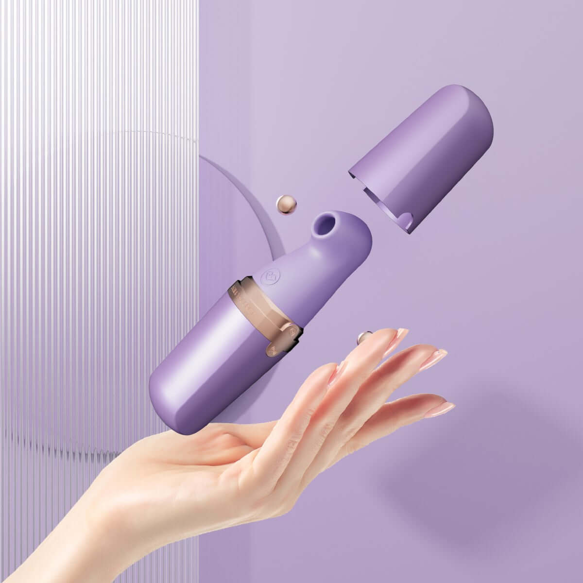 Innovative Sweet Secret Massager with Dual Stimulation for Clitoral Suction and Wand Vibration in Lavender Color