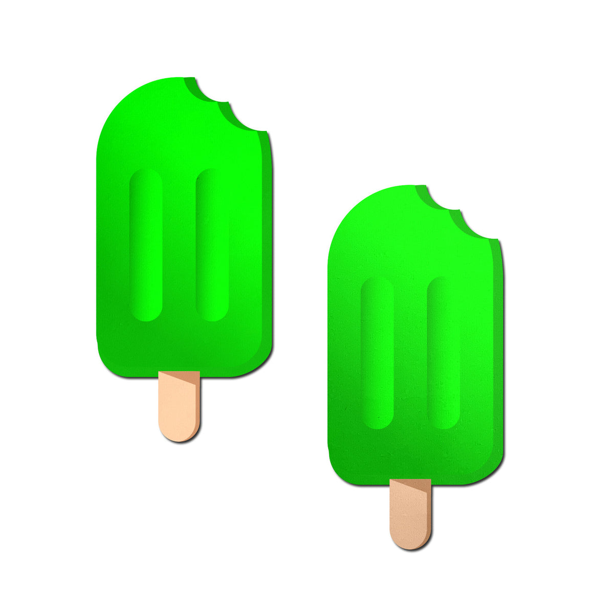 Pastease Lime Green Ice Pop Nipple Pasties in fun frozen ice pop shape with a bright lime green finish.