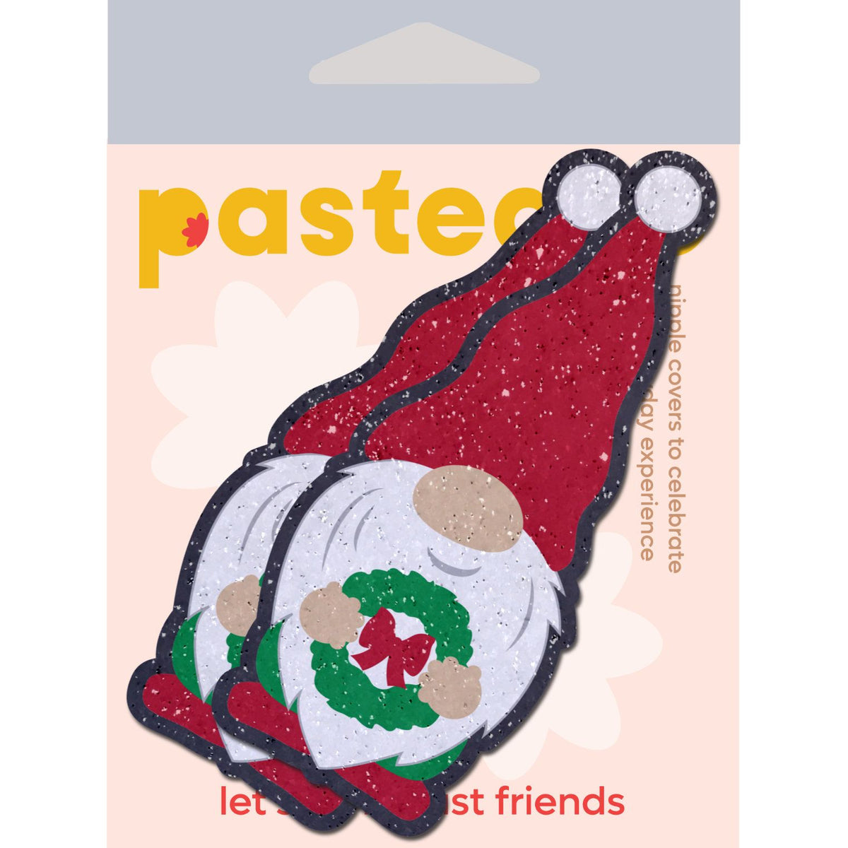 Pastease Garden Gnome Wreath Nipple Pasties showcasing playful gnome design for festive wardrobe.