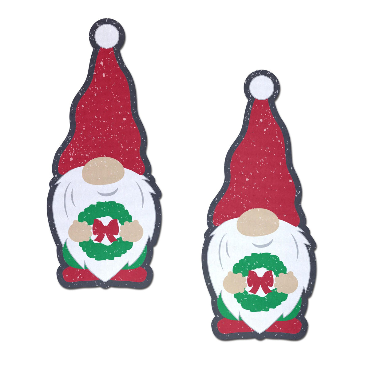 Pastease Garden Gnome Wreath Nipple Pasties featuring playful gnome design with a festive wreath.