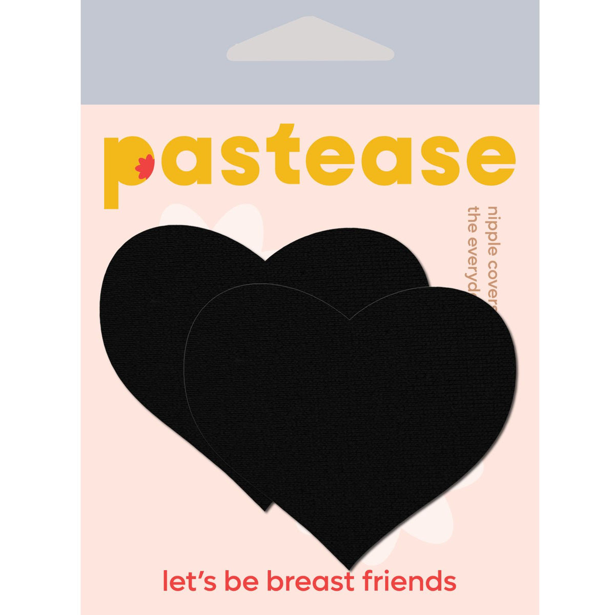 Pastease Sweety Heart Black Nipple Pasties in packaging showcasing playful design and heart shapes.