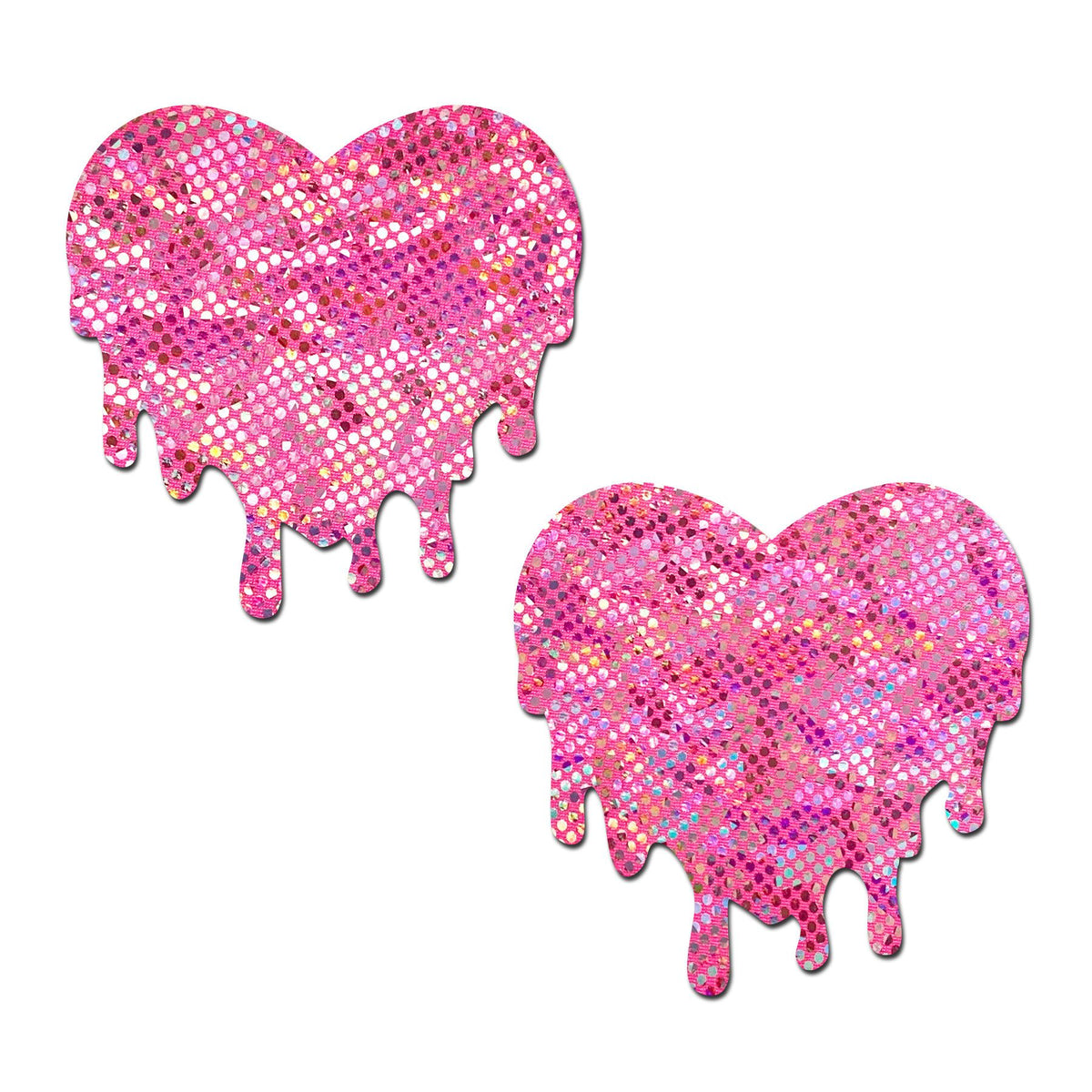 Pastease Pink Melty Heart Disco Ball Nipple Pasties with glittery shattered glass design.