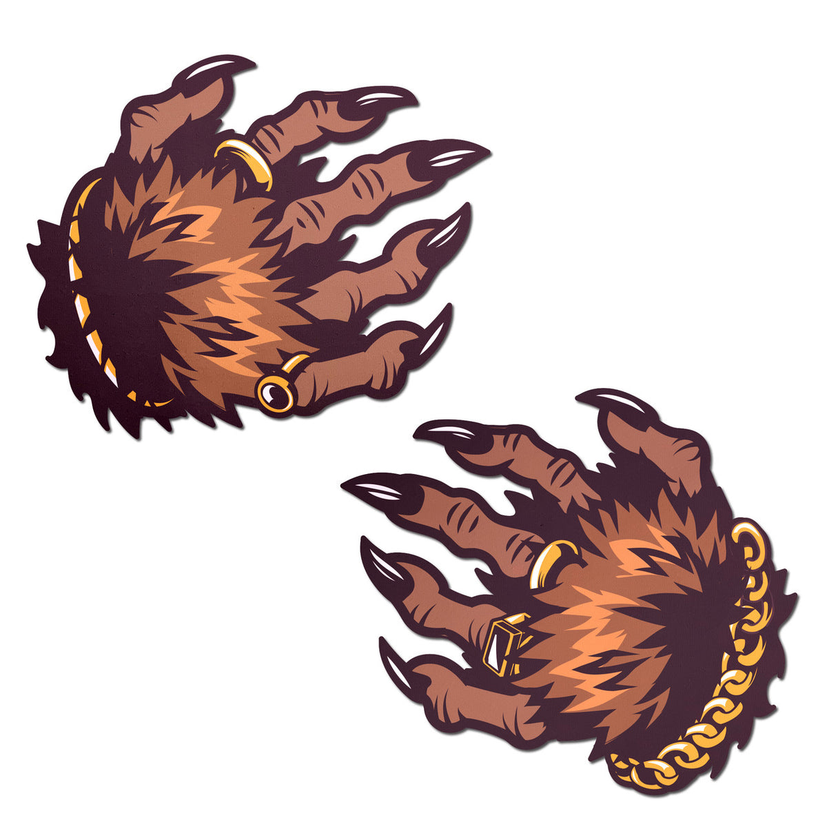 Pastease Monster Hands Werewolf Claw Nipple Pasties featuring clawed werewolf hands with jewelry detail.