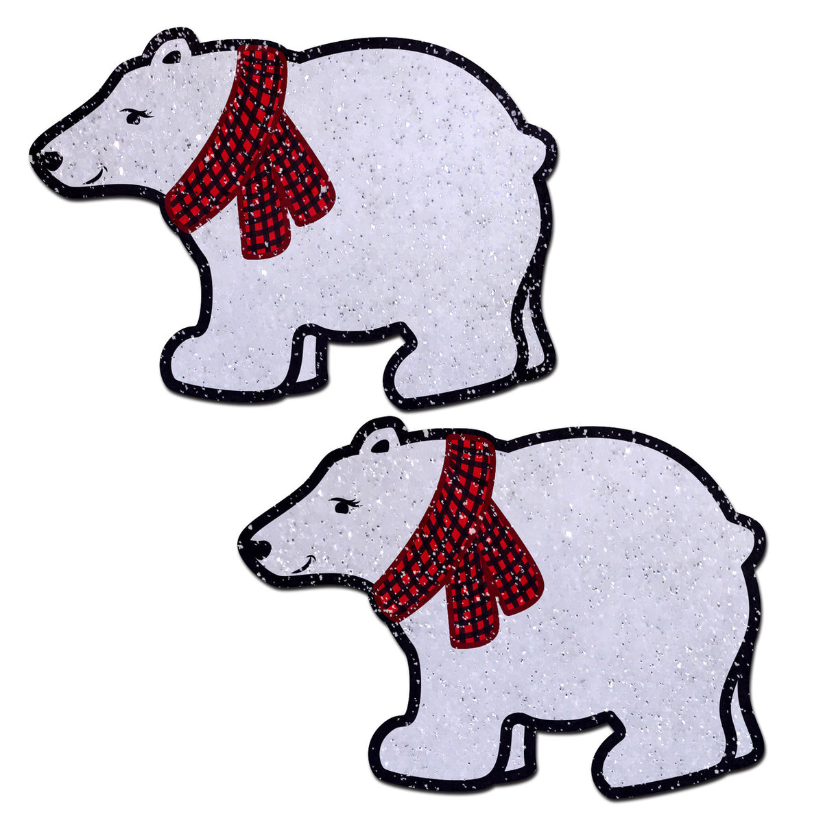 Pastease Polar Bear with Scarf Sparkling Nipple Pasties featuring charming design and shimmering finish.
