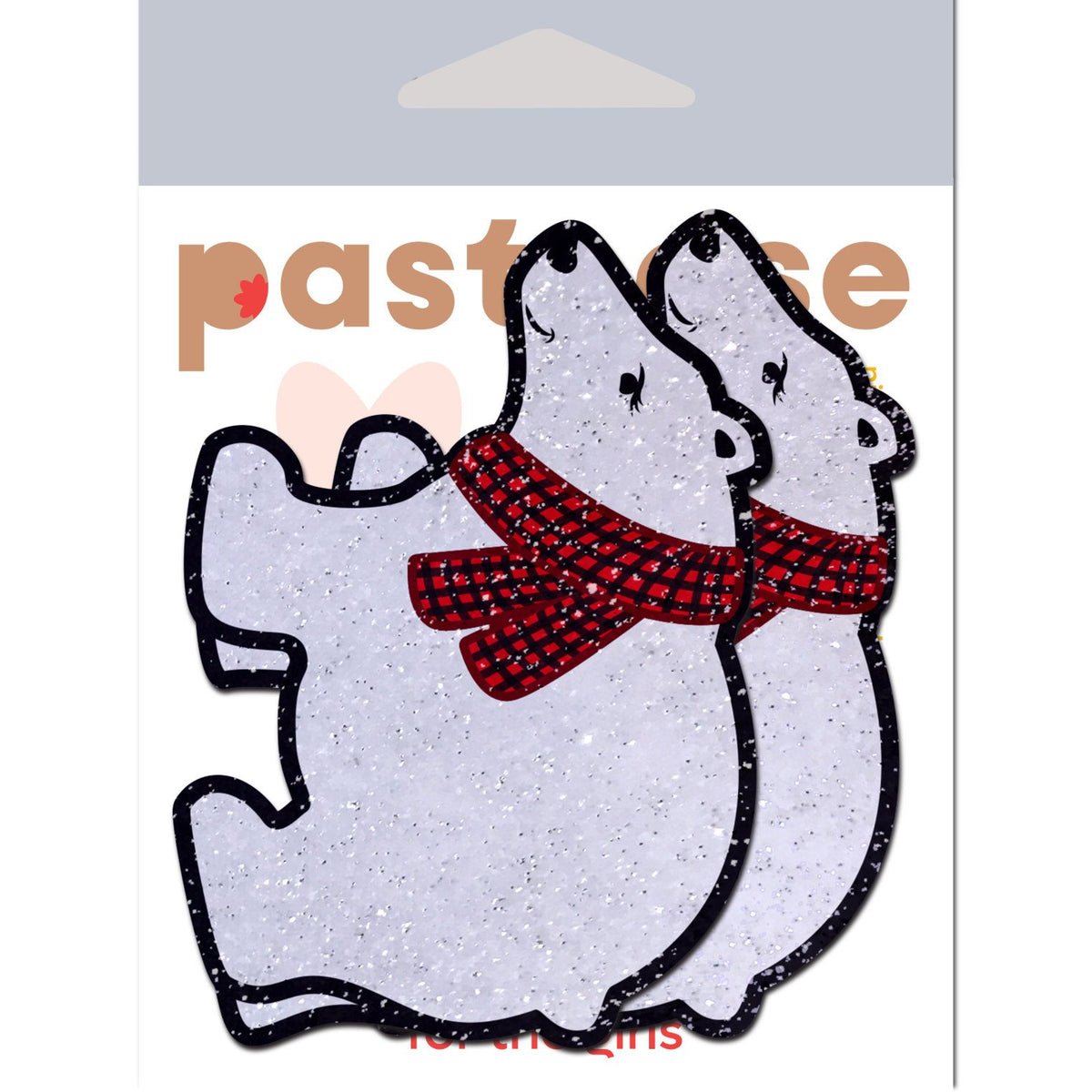 Pastease Polar Bear with Scarf Sparkling Nipple Pasties featuring a playful polar bear design and sparkling finish.
