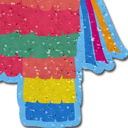 Pastease Pinata Glitter Velvet Nipple Pasties with colorful party design in pink, yellow, green, blue and purple.