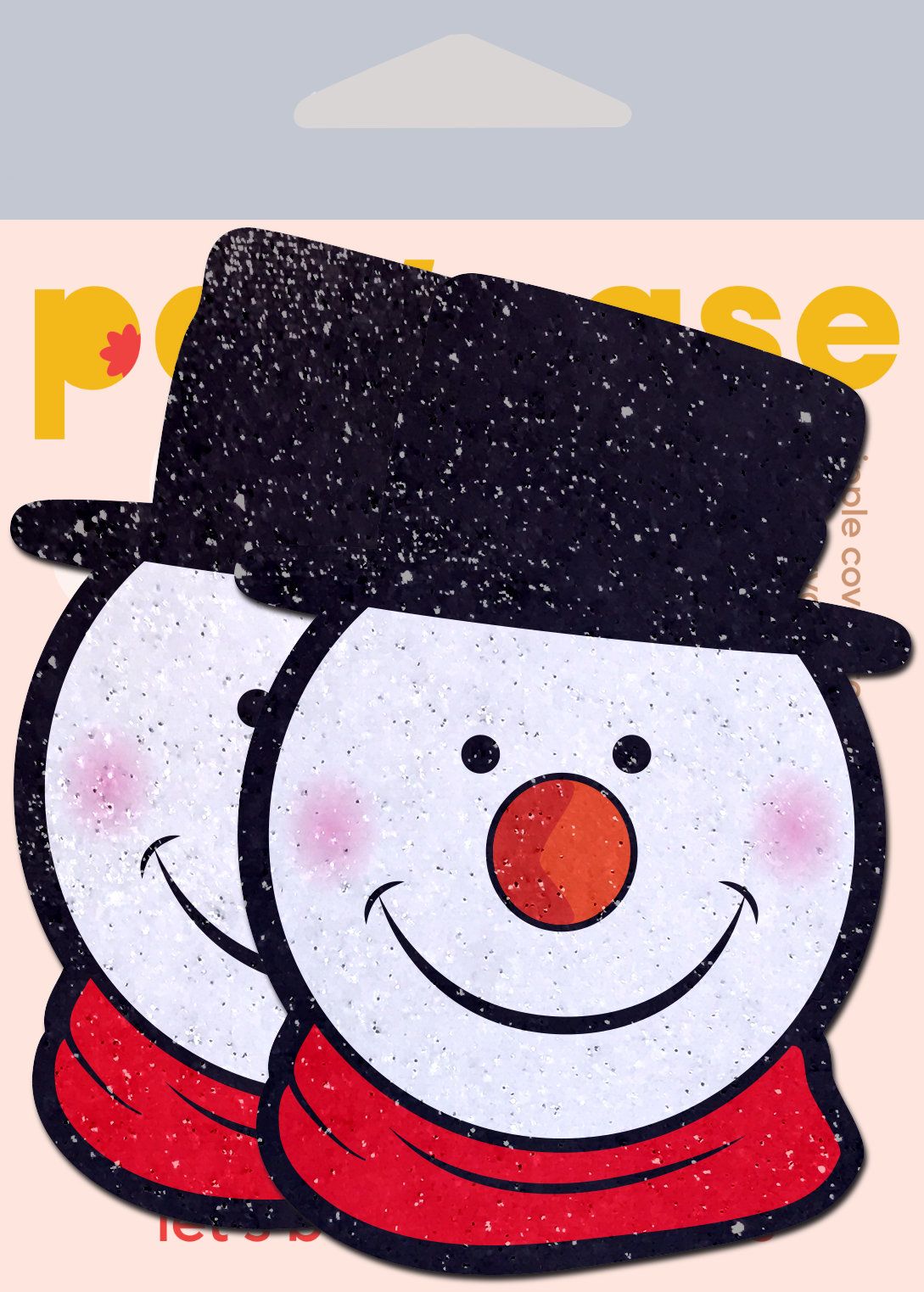 Pastease Snowman Nipple Pasties White featuring a cheerful snowman in a top hat and red scarf, perfect for holiday fun.