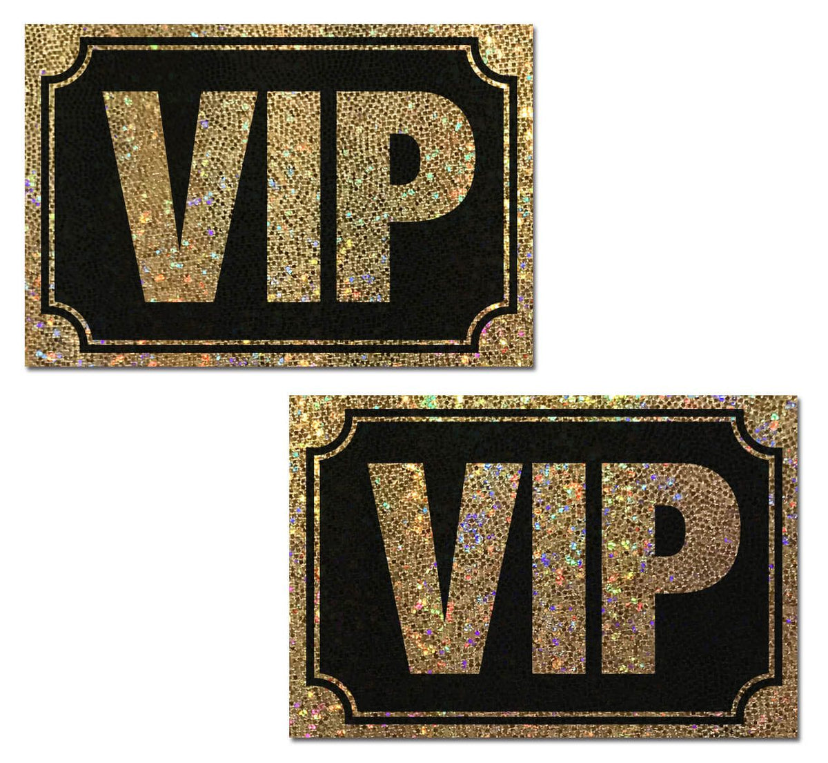 Pastease VIP Gold Glitter On Liquid Black Nipple Pasties with bold gold glitter design and sleek black base.
