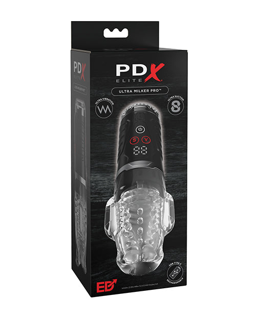 PDX Elite Ultra Milker Pro Rechargeable Masturbator packaging showcasing innovative design and technology.