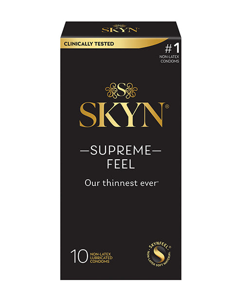 Lifestyles SKYN Supreme Feel Condoms Pack of 10, non-latex, skin-on-skin experience, thinnest condoms ever.