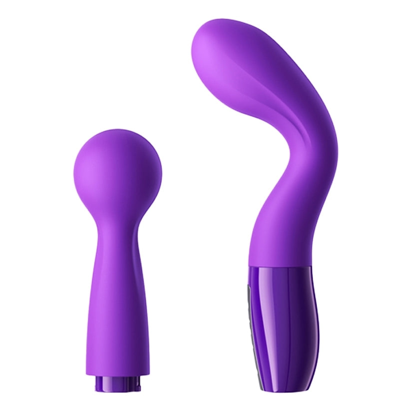 Peak Performa Elix G-Spot and Wand Massager Purple with interchangeable heads for varied pleasures.