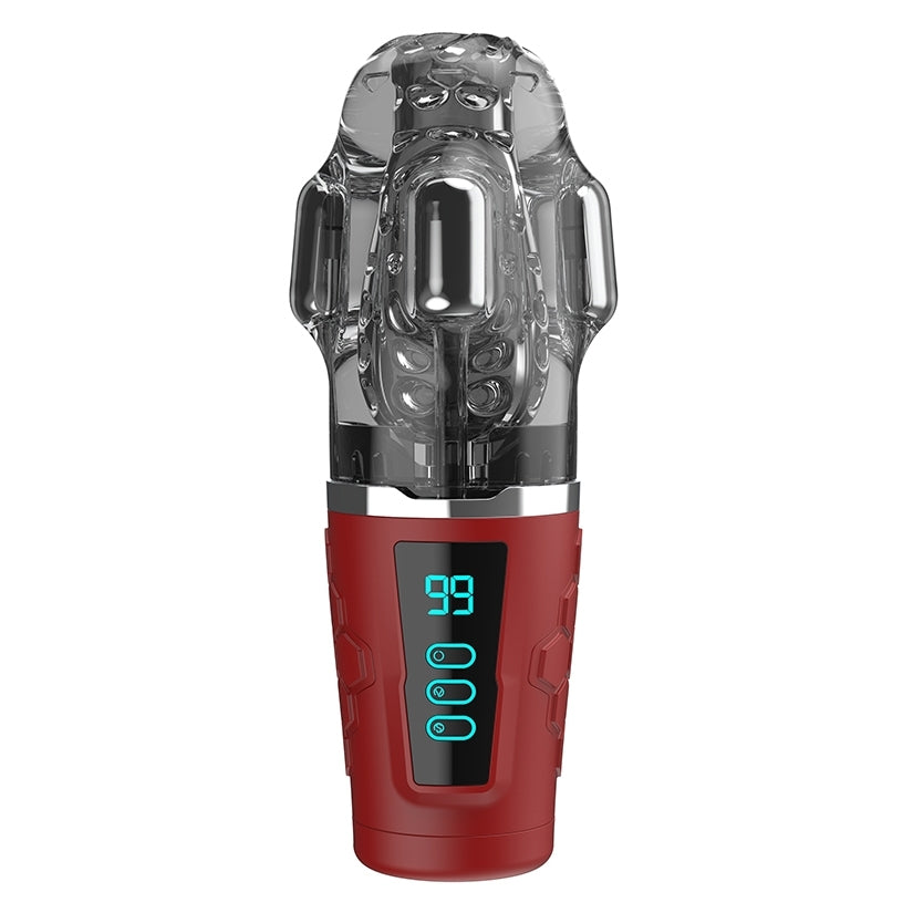 Peak Performa Hypershaker Fantasizer Masturbator Red showcasing its sleek design and digital display features.