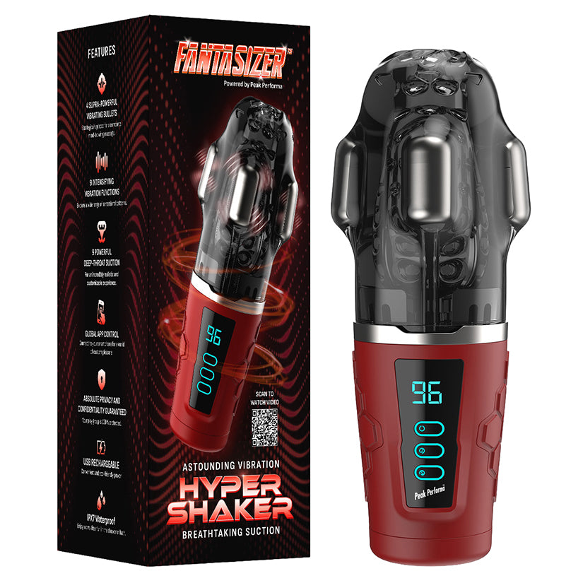Peak Performa Hypershaker Fantasizer Masturbator Red with vibrating bullets and deep-throat suction features.