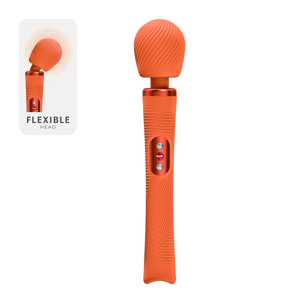 Fun Factory Vim Wand Massager Orange with flexible head and textured design for enhanced pleasure and relaxation.