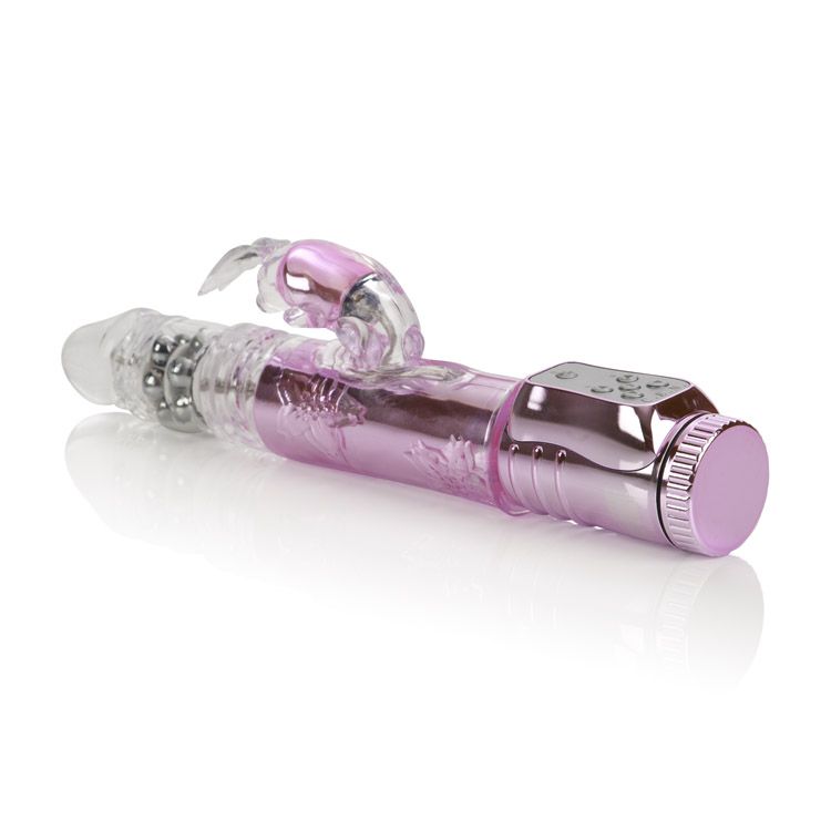 Thrusting Orgasm Jack Rabbit Vibrator Pink showcasing thrusting action and vibrating bunny teaser.