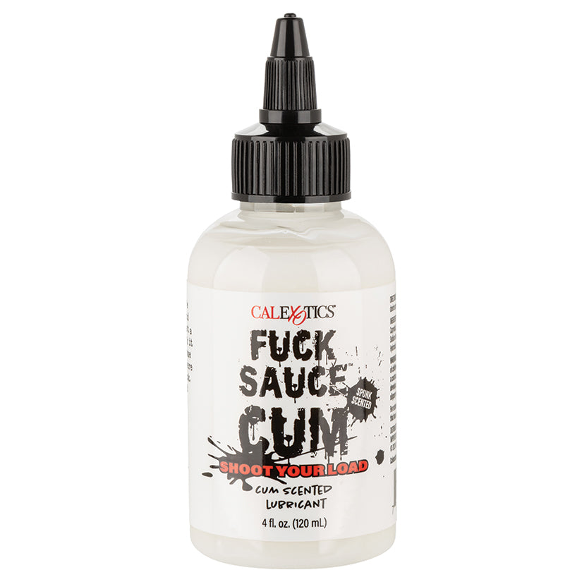 Fuck Sauce Cum Scented Lubricant 4 Oz bottle with nozzle and label design.